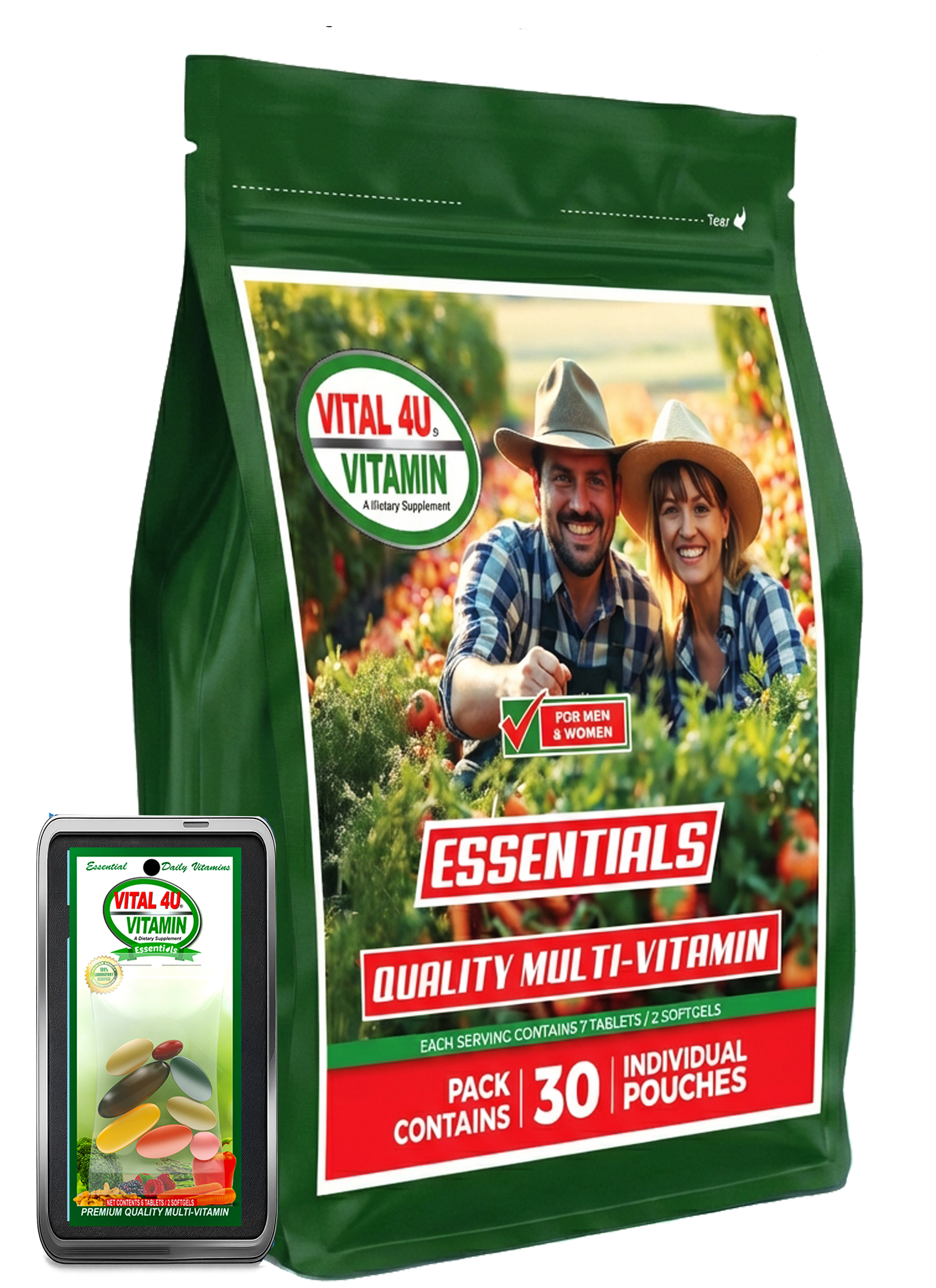 Vitaminas esenciales Vital 4U® de 30 días