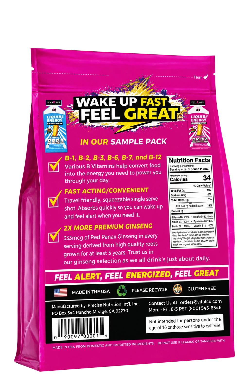 Liquid Energy Ginseng Sample Pack - 6 Pouches