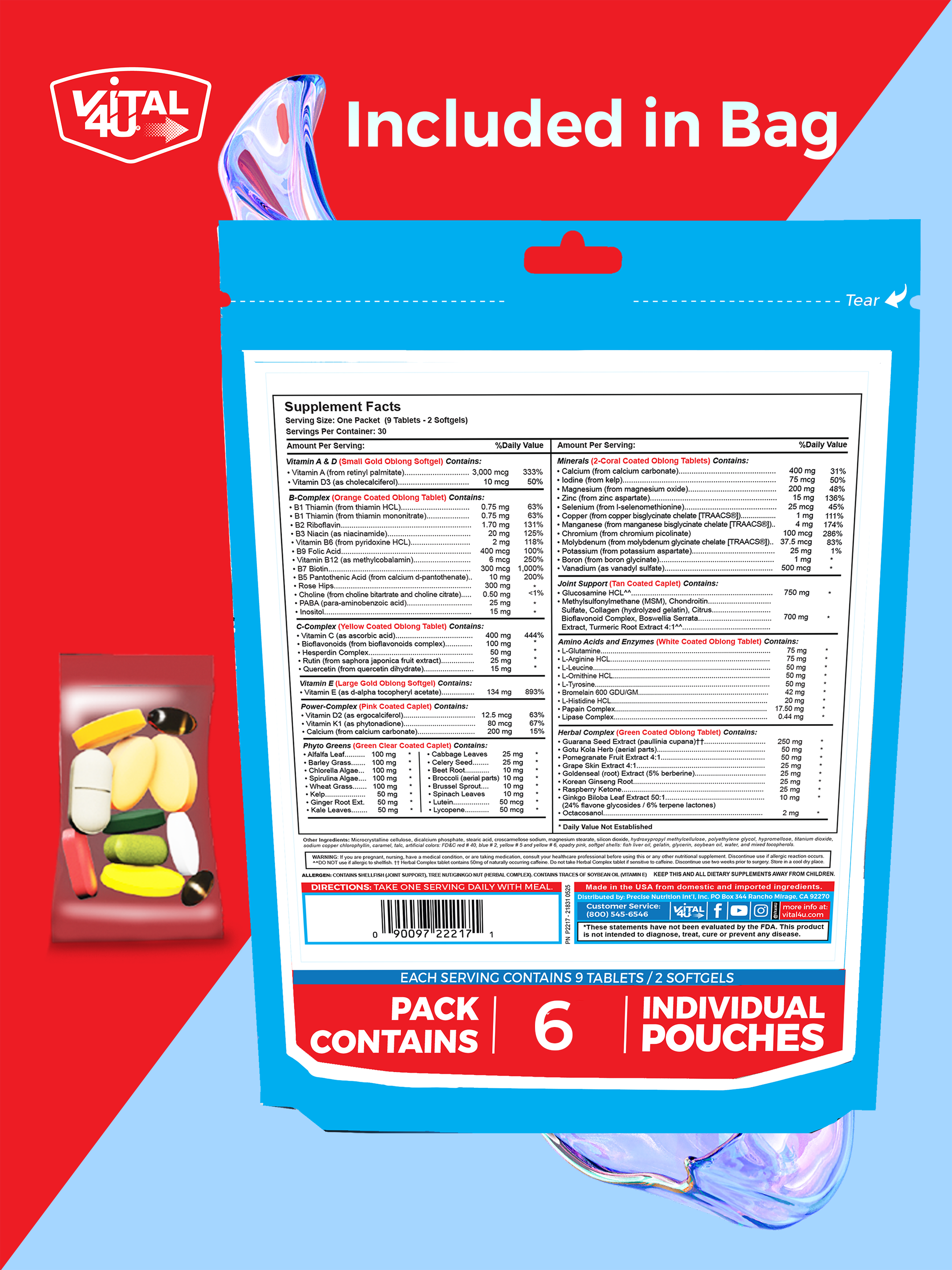 Vital 4U 6 Pack Vitamin Sample