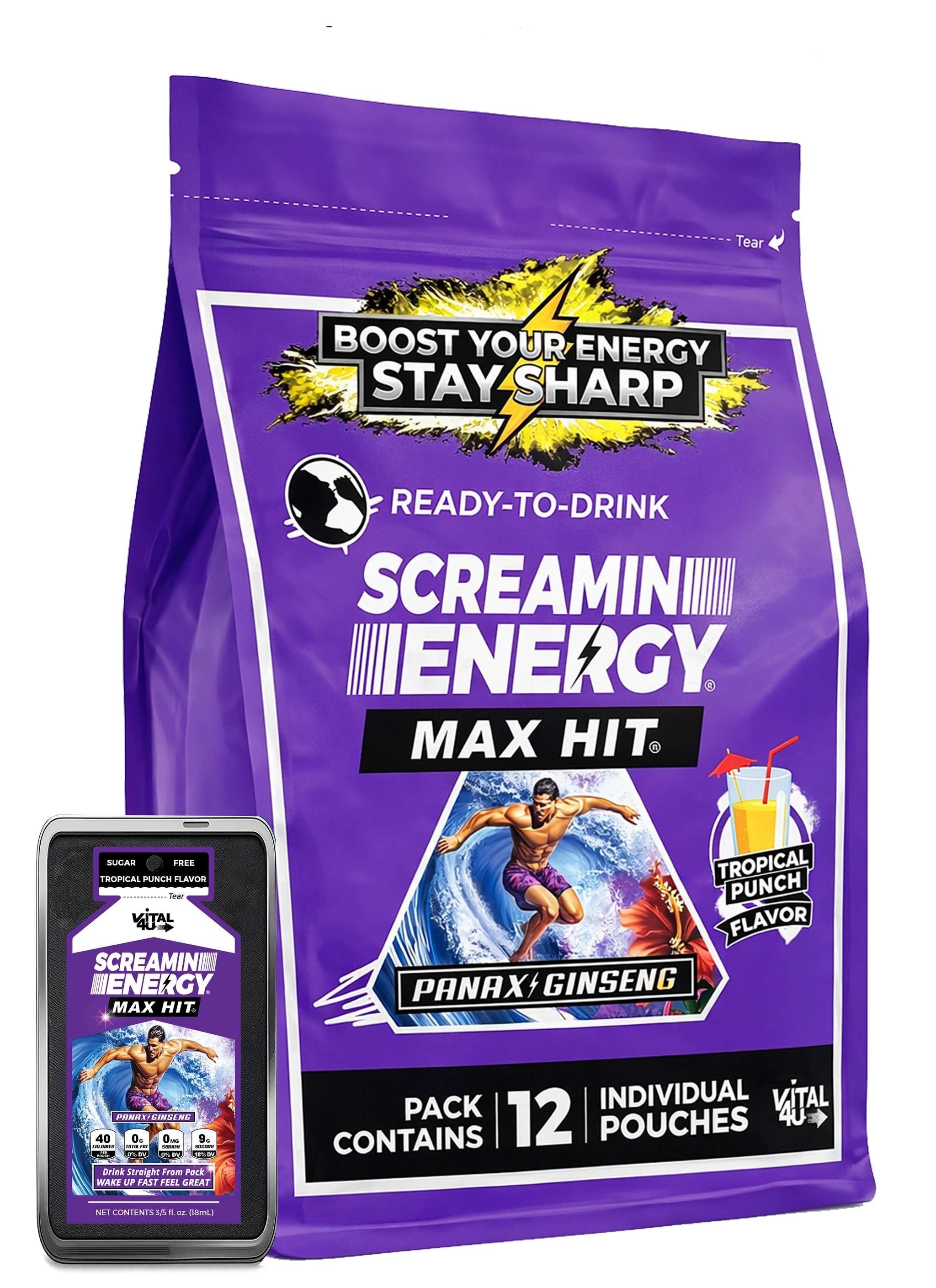 Screamin Energy® Max Hit® | Tropical Punch Liquid Energy