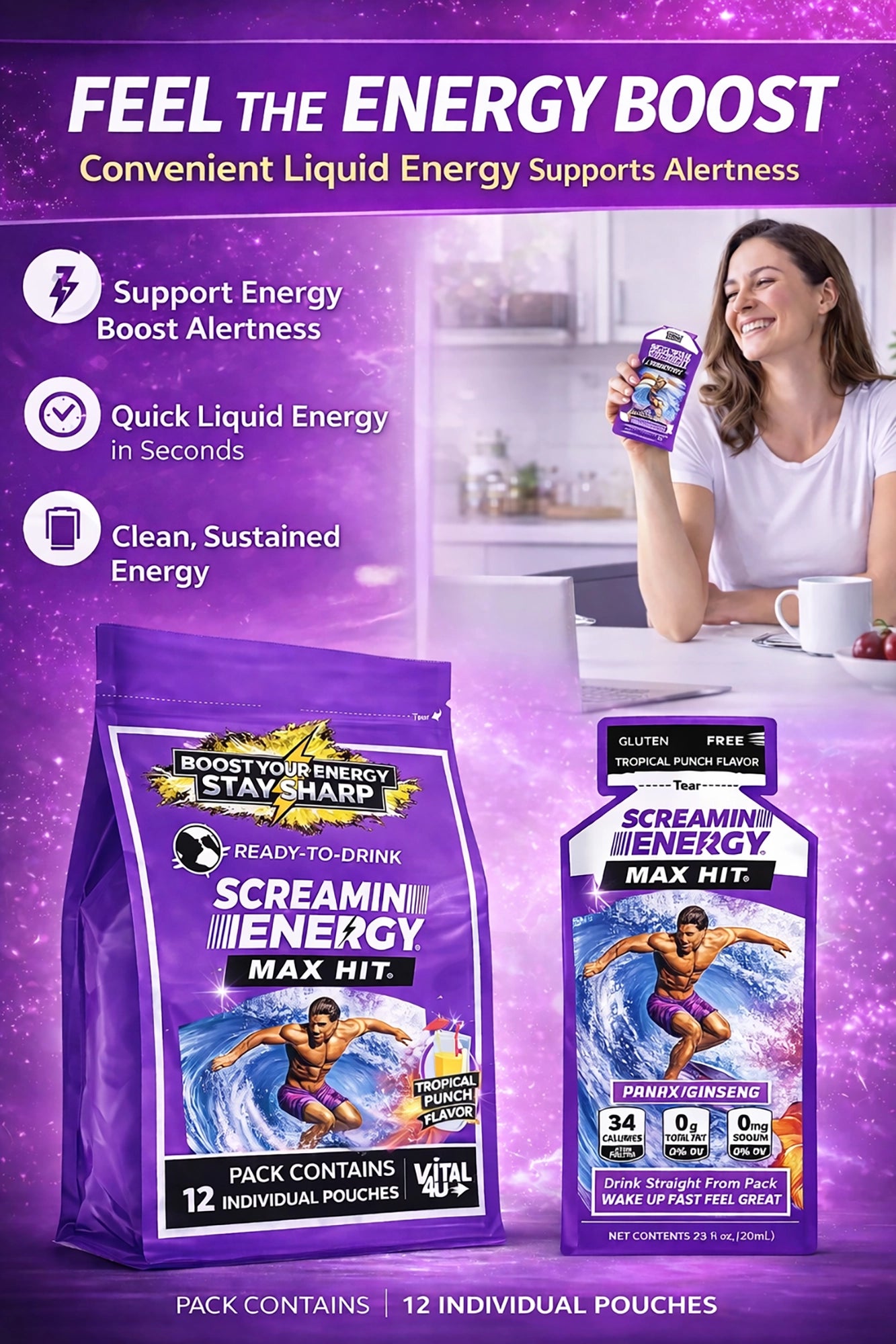 Screamin Energy Tropical Punch Sugar Free