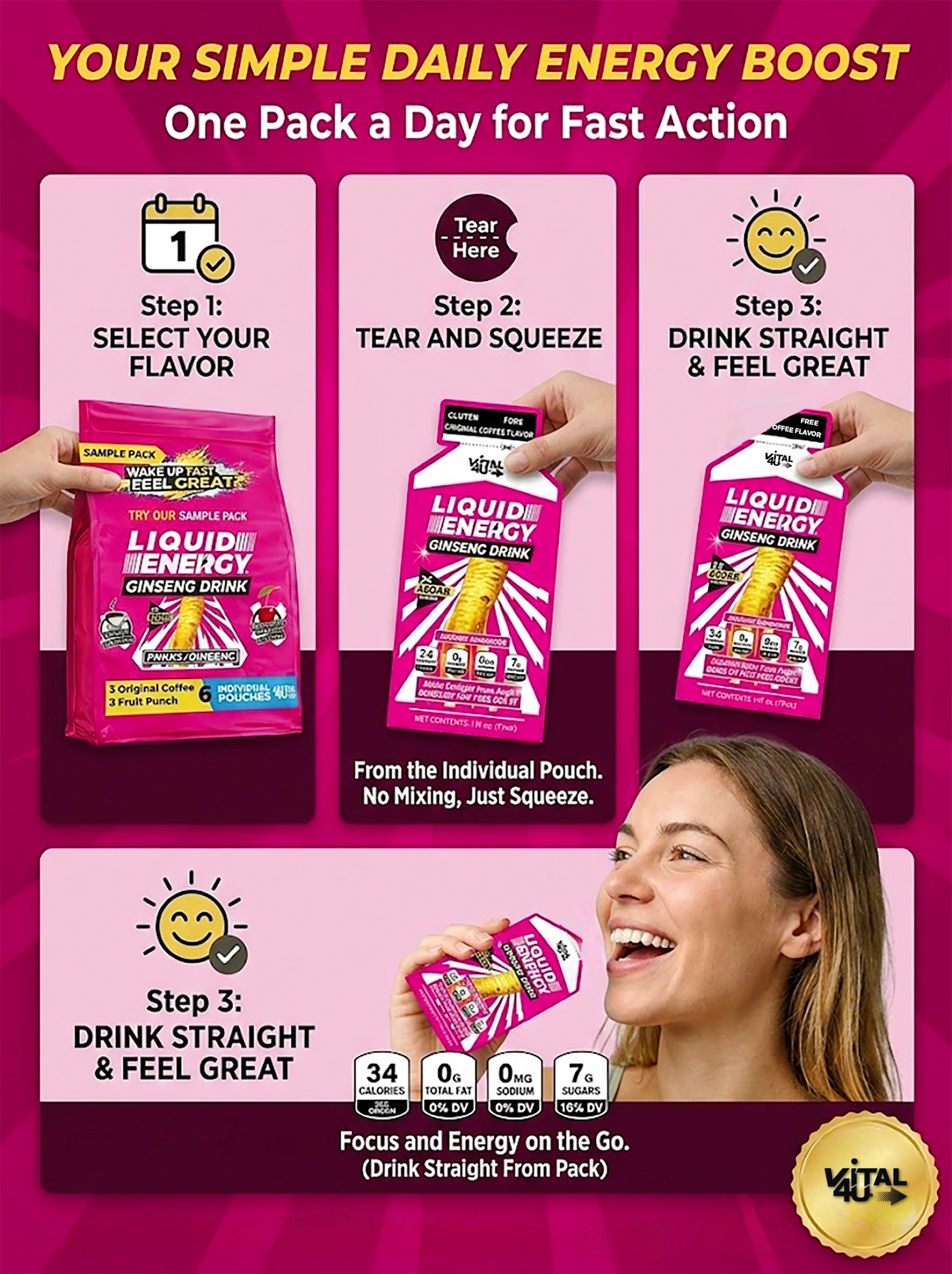 Liquid Energy Ginseng 6 Pack Sample Pack