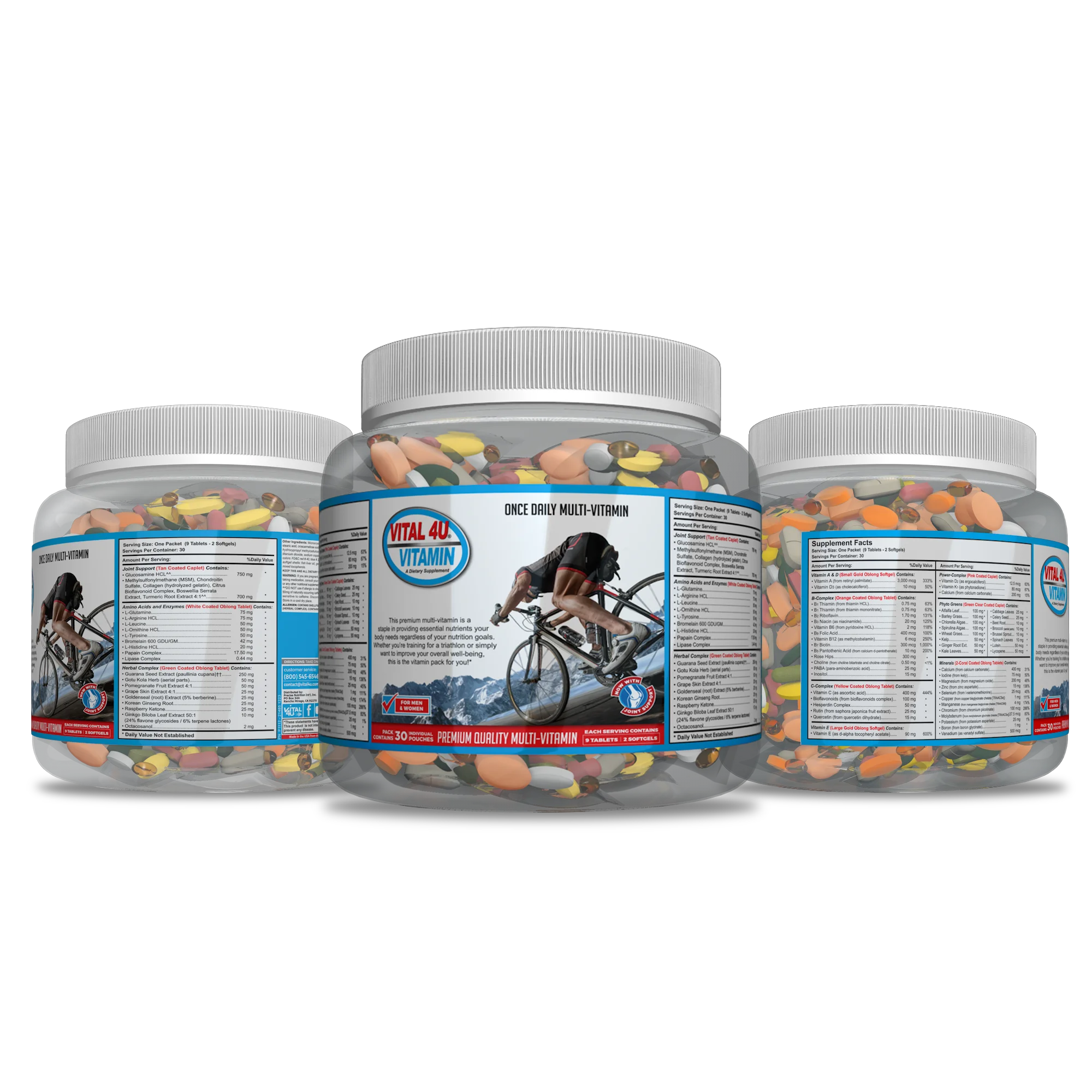 Vital 4U Vitamin Premium Quality Multivitamin 30 Day Supply Multiple Jars