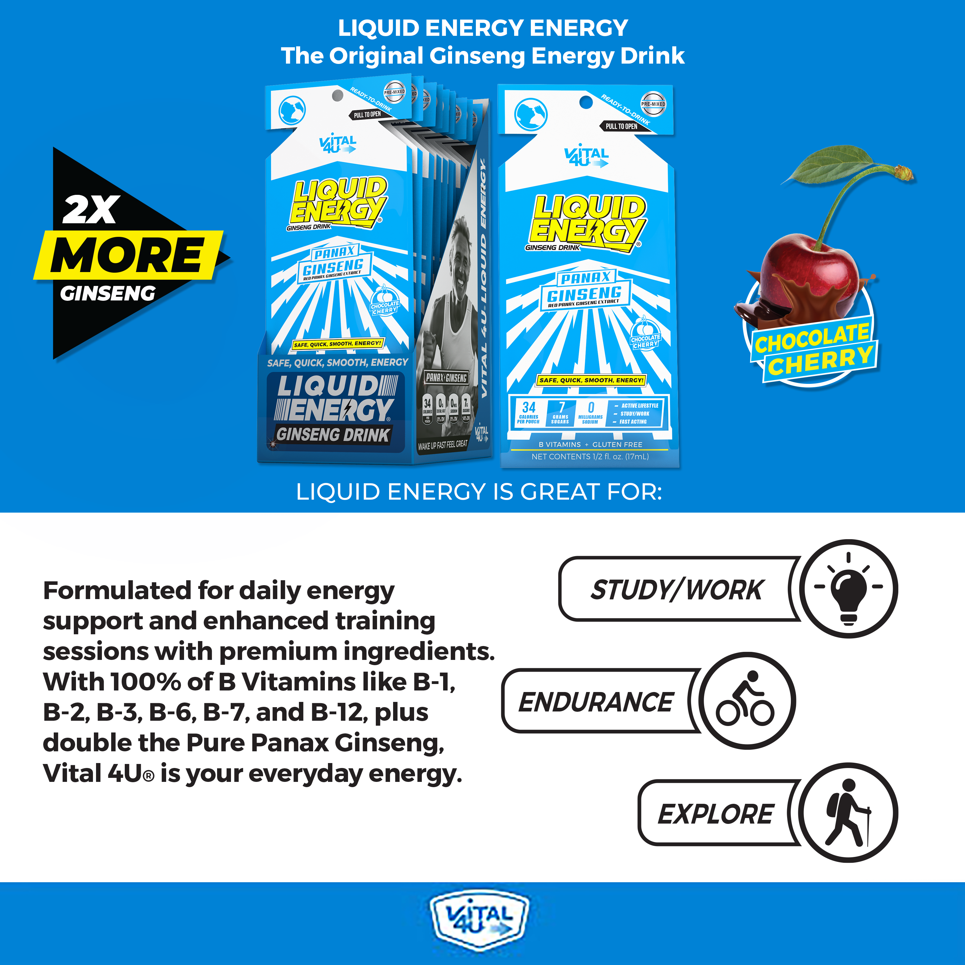 Liquid Energy® Ginseng Drink Chocolate Cherry