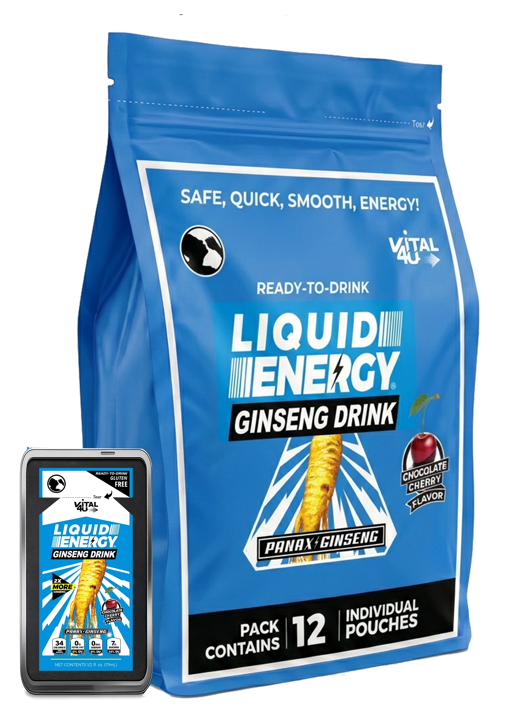 Liquid Energy Ginseng Drink Chocolate Cherry