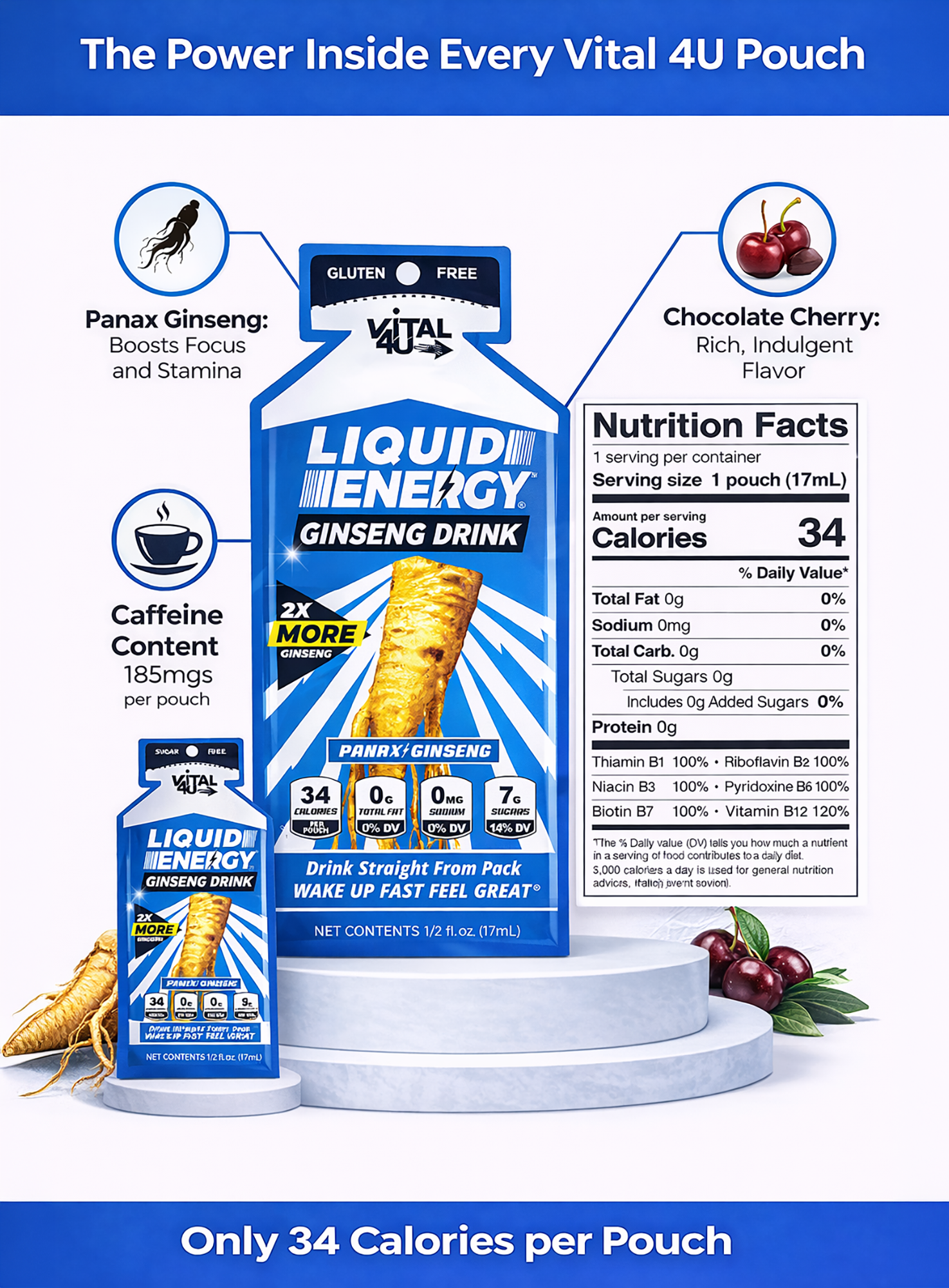 Liquid Energy Ginseng Drink Chocolate Cherry