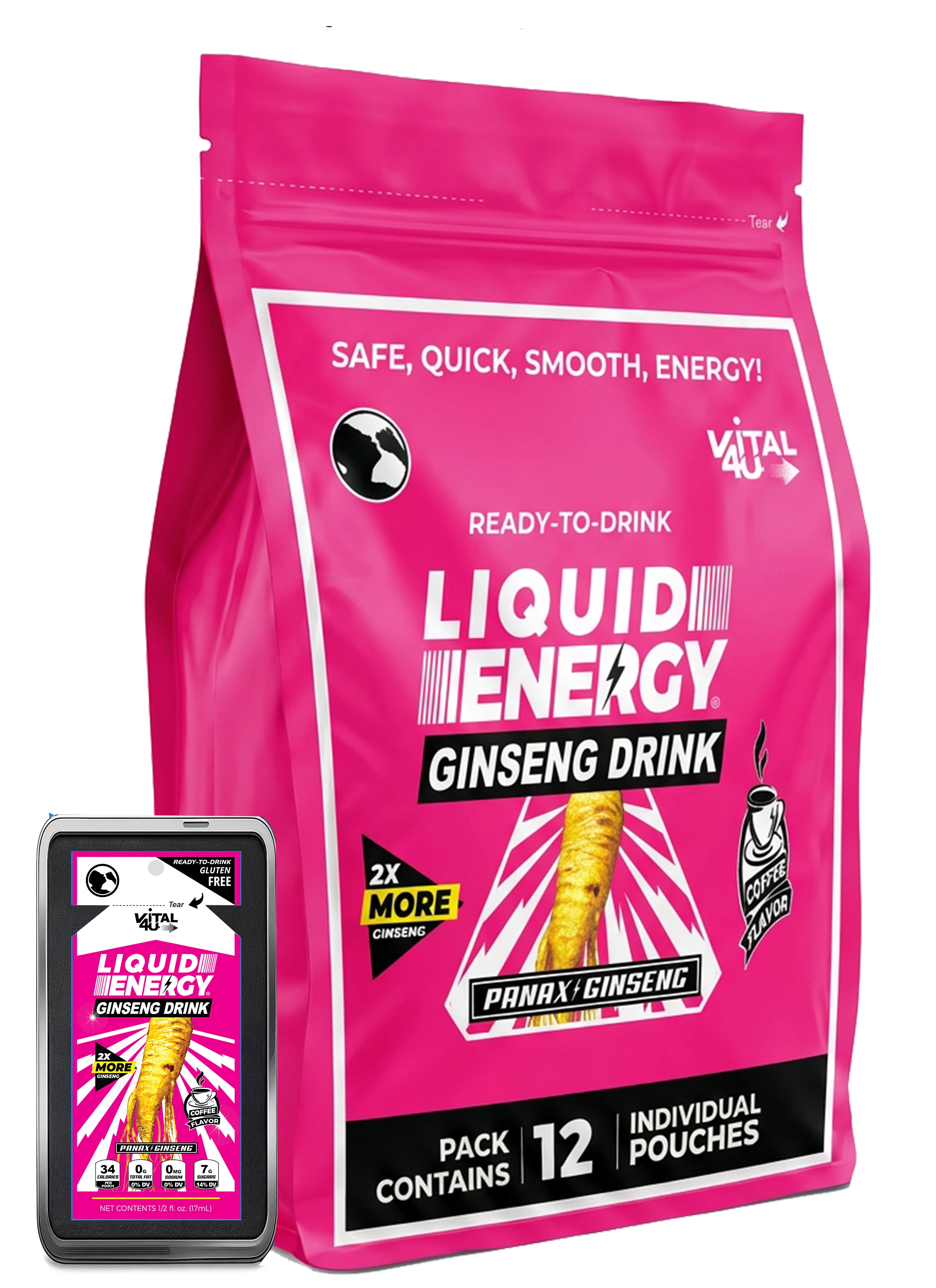 Liquid Energy Ginseng Drink Original Coffee