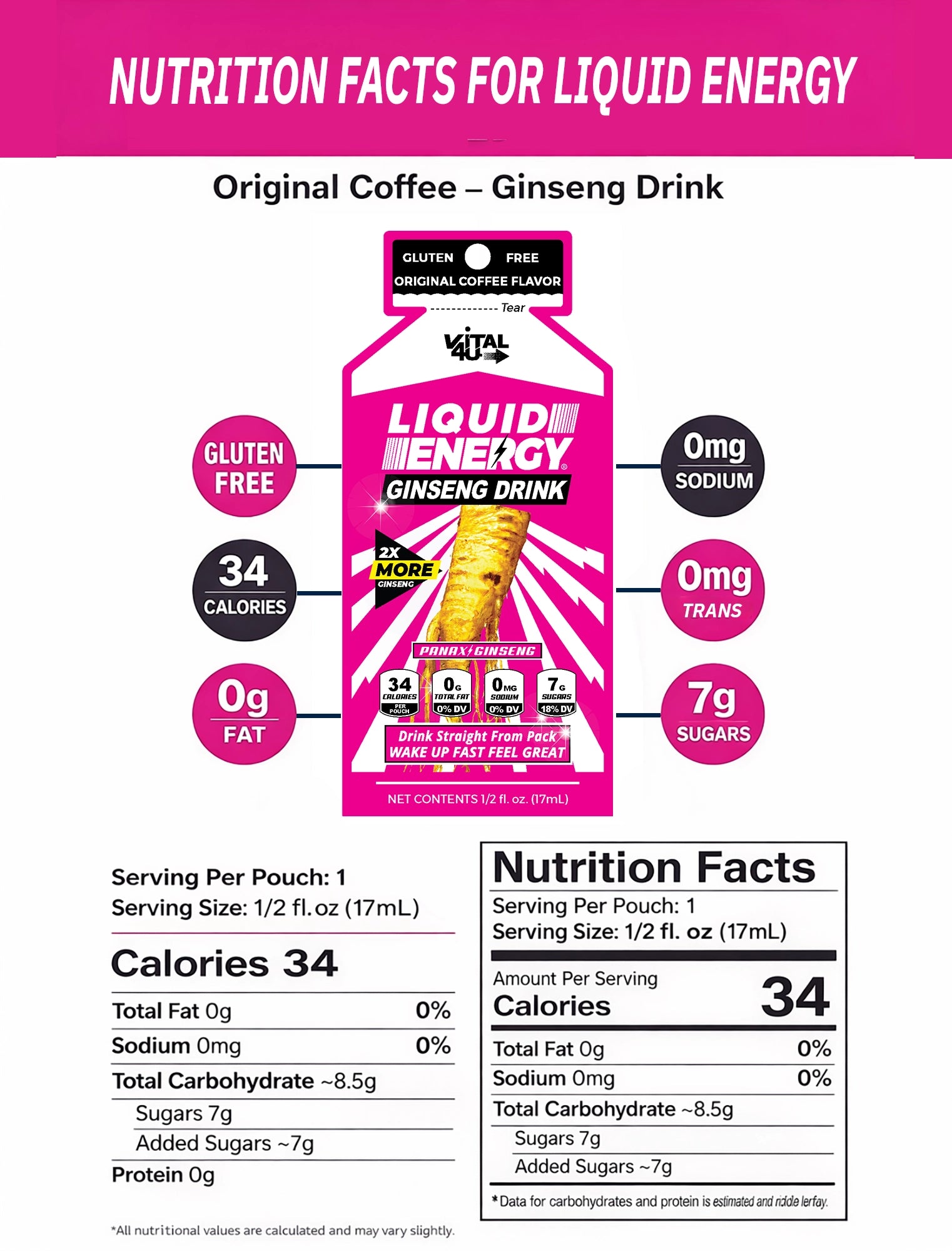 Liquid Energy Ginseng Drink Original Coffee