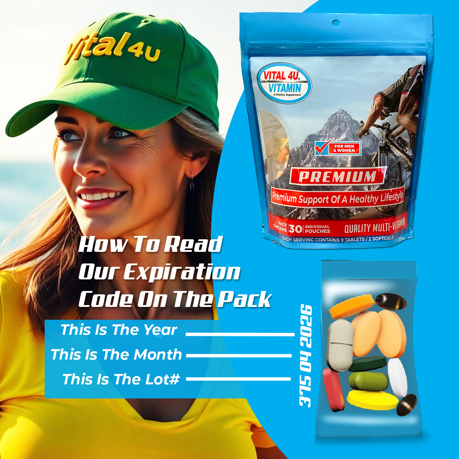 Vital 4U Vitamin 6 Pack Sample Pouch
