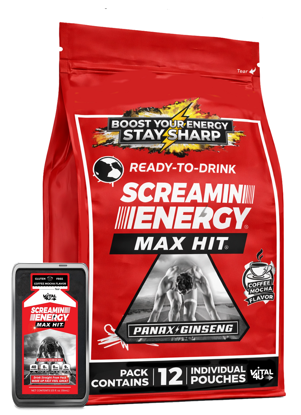 Screamin Energy® Max Hit™ | Mocha Flavor Energy Shots