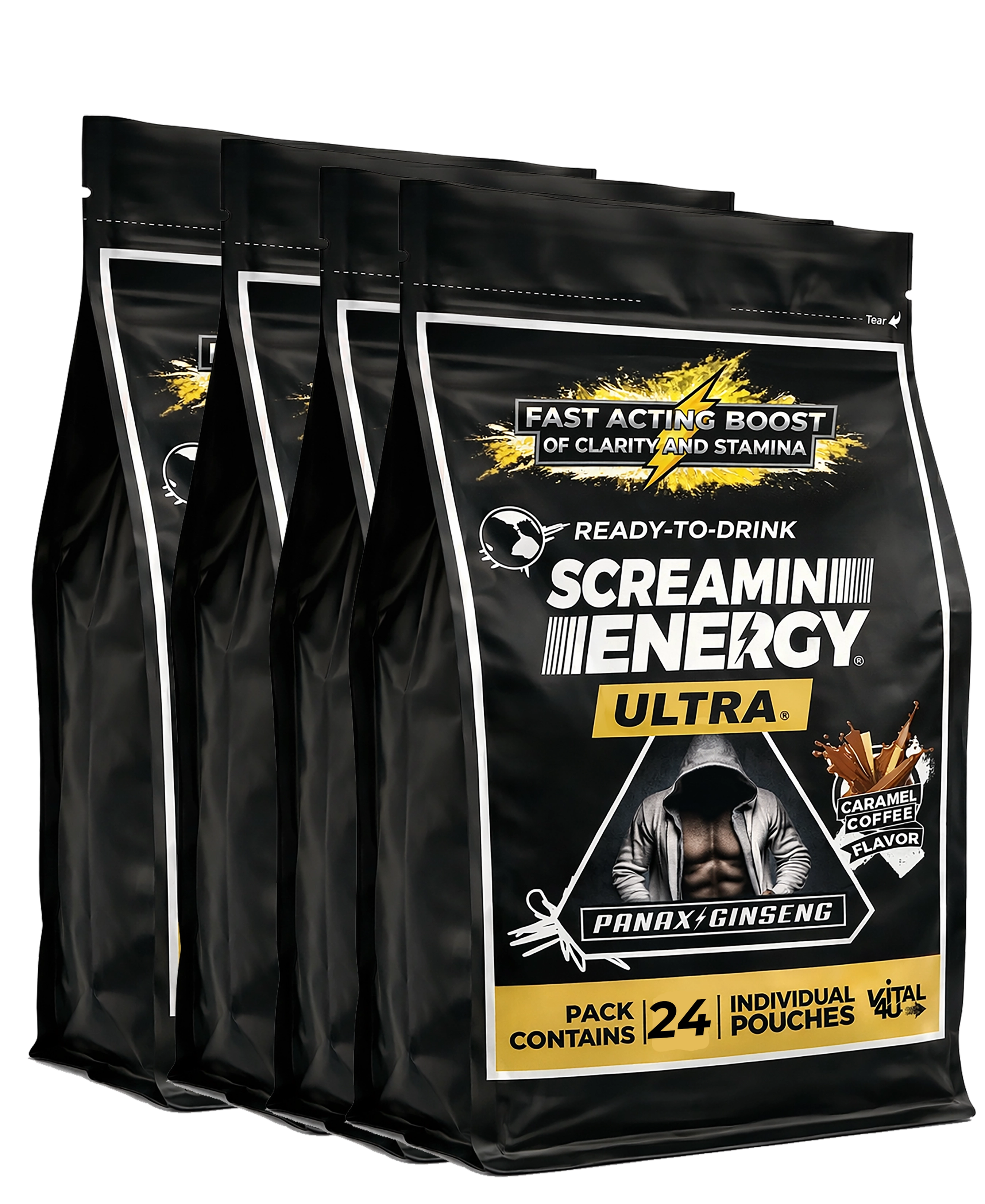 


Three packages of Screamin Energy Ultra on a white background