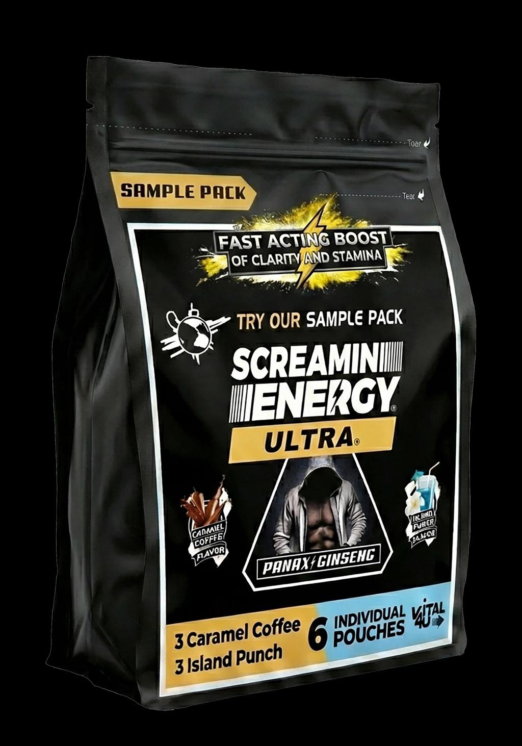 Screamin Energy Ultra Sample Pack | 6 Portable Energy Pouches