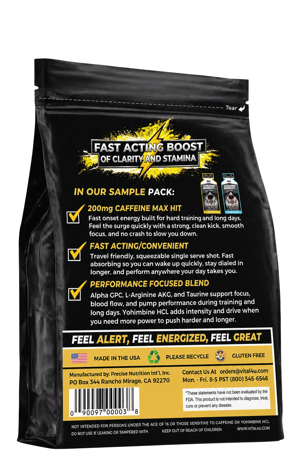 Screamin Energy Ultra Sample Pack - 6 Pouches