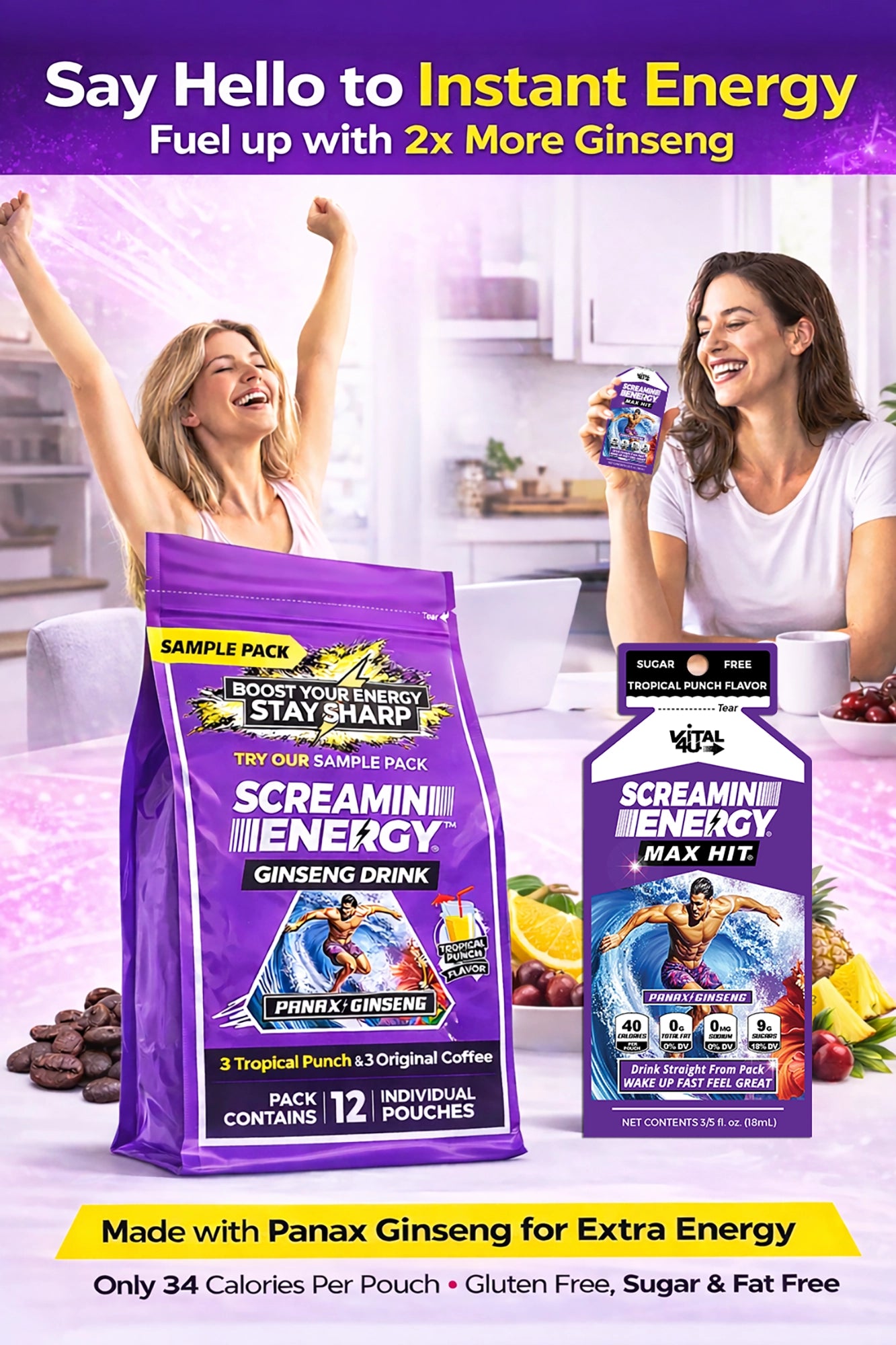 Screamin Energy Tropical Punch Sugar Free