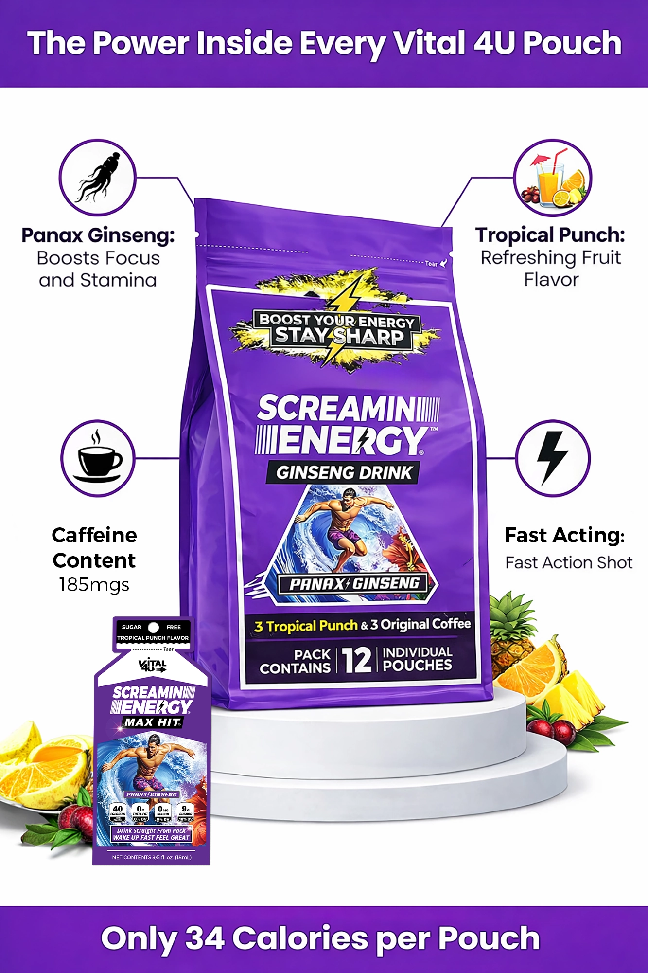 Screamin Energy Tropical Punch Sugar Free