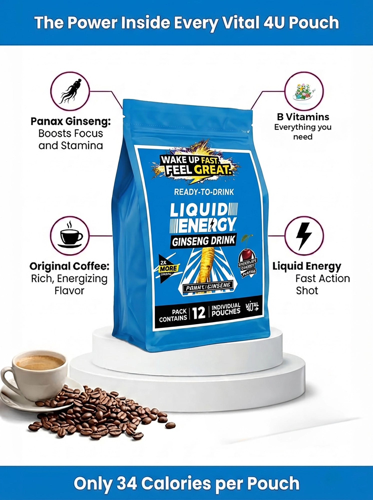 Liquid Energy Ginseng Drink Chocolate Cherry