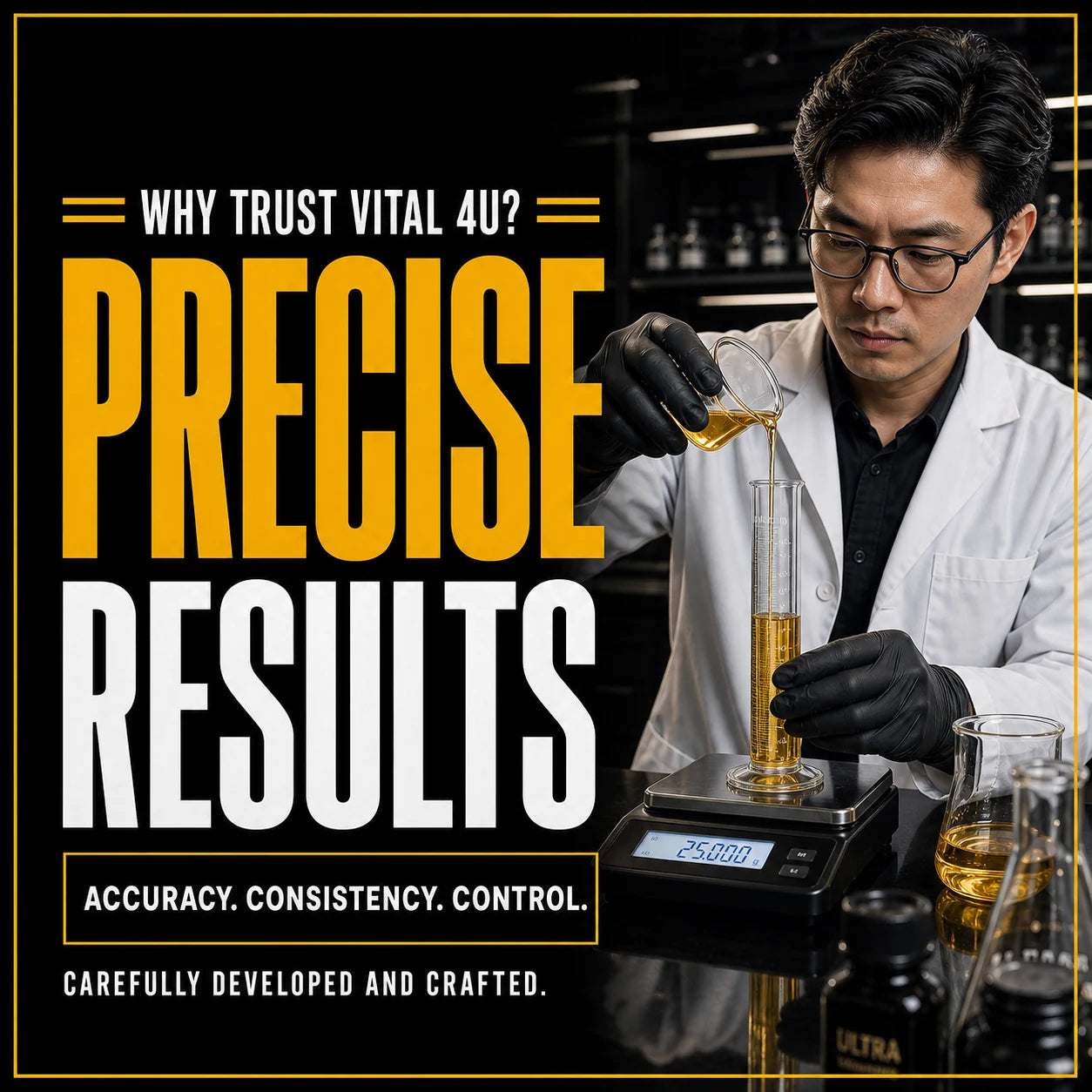 Precise because we meticulously develop and craft all liquid formulations to ensure accuracy and consistency.