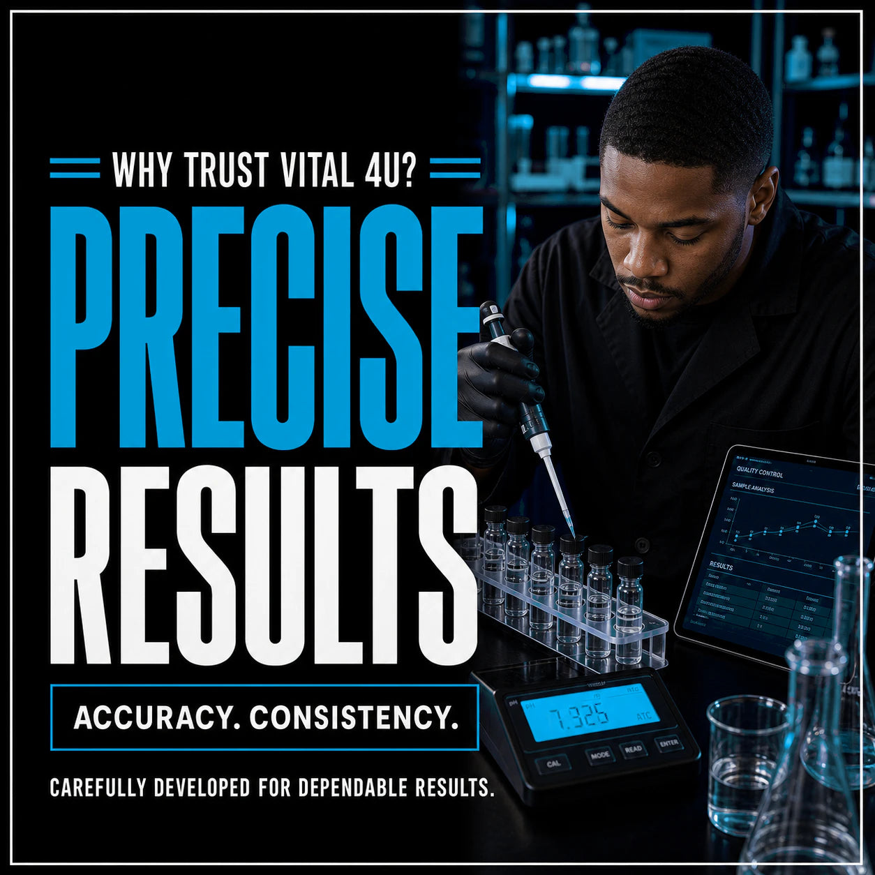 Precise because we meticulously develop and craft all liquid formulations to ensure accuracy and consistency.