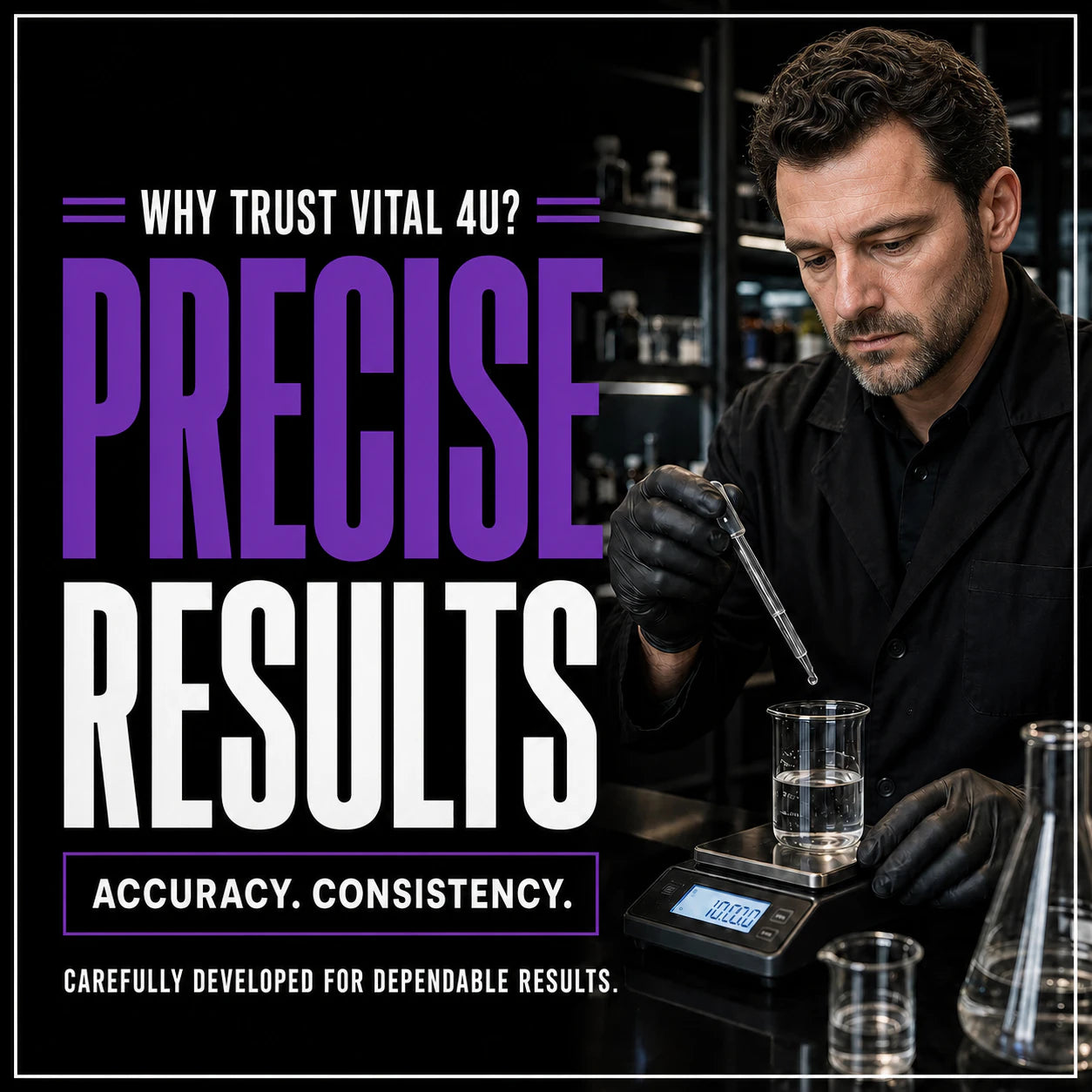 Precise because we meticulously develop and craft all liquid formulations to ensure accuracy and consistency.