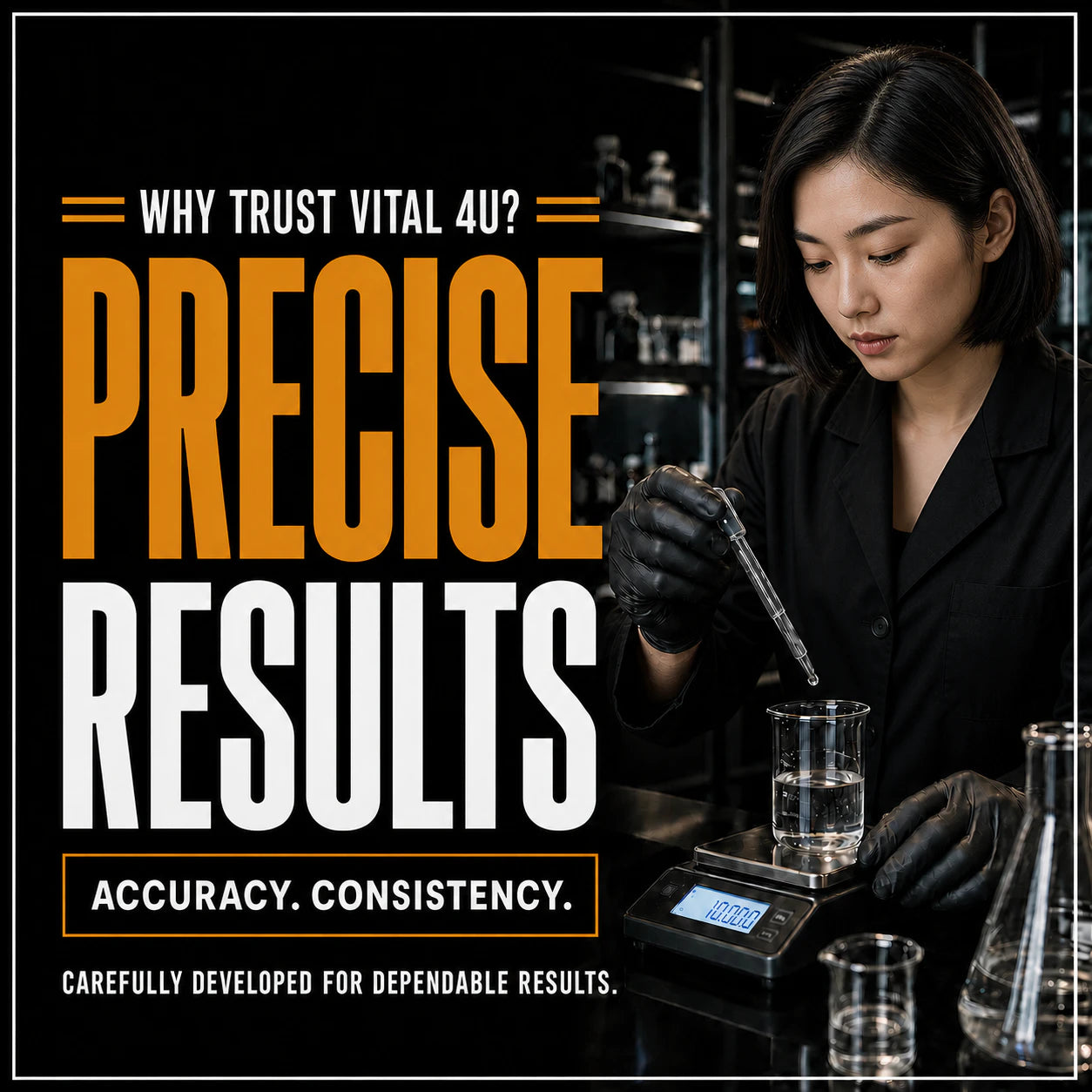 Precise because we meticulously develop and craft all liquid formulations to ensure accuracy and consistency.