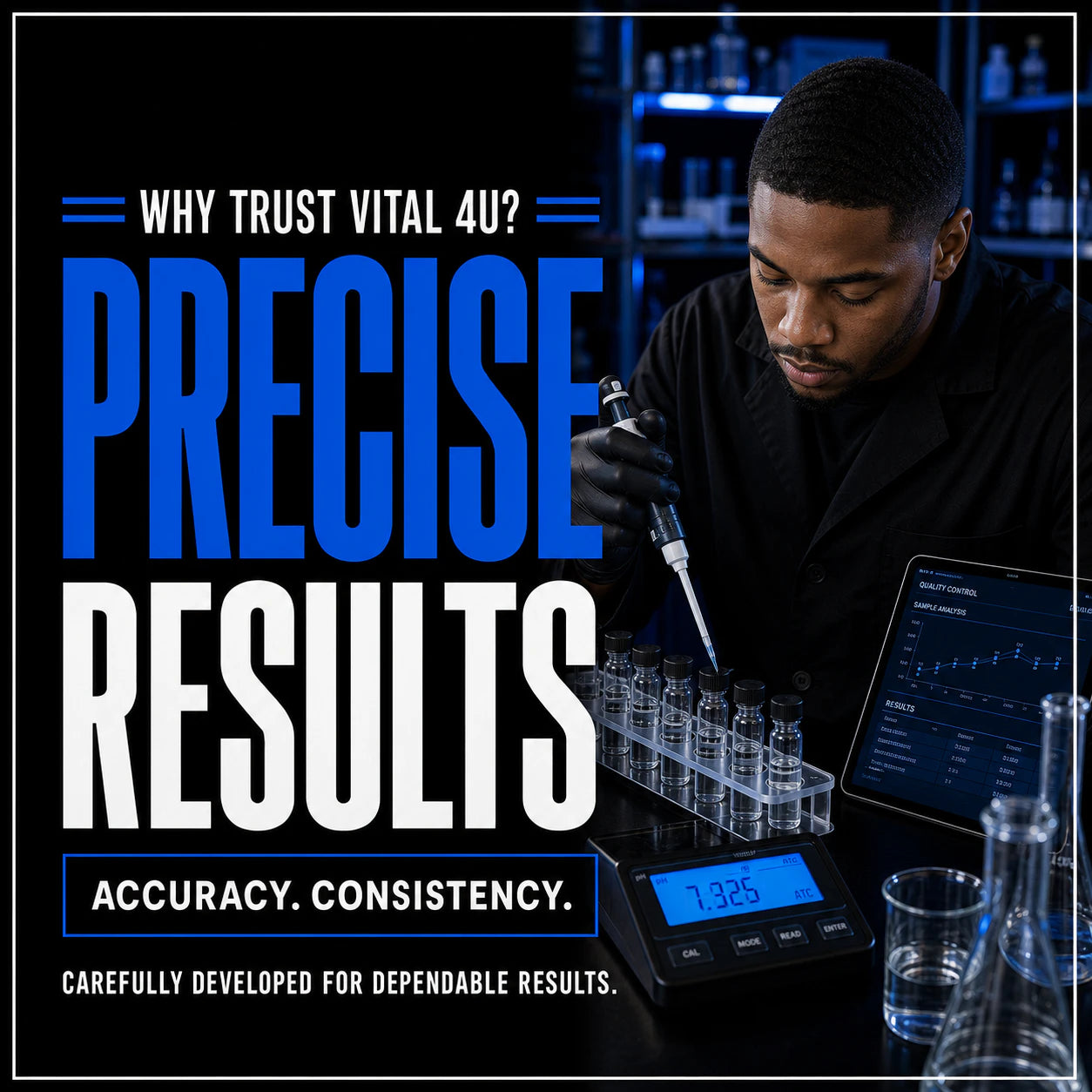 Precise because we meticulously develop and craft all liquid formulations to ensure accuracy and consistency.