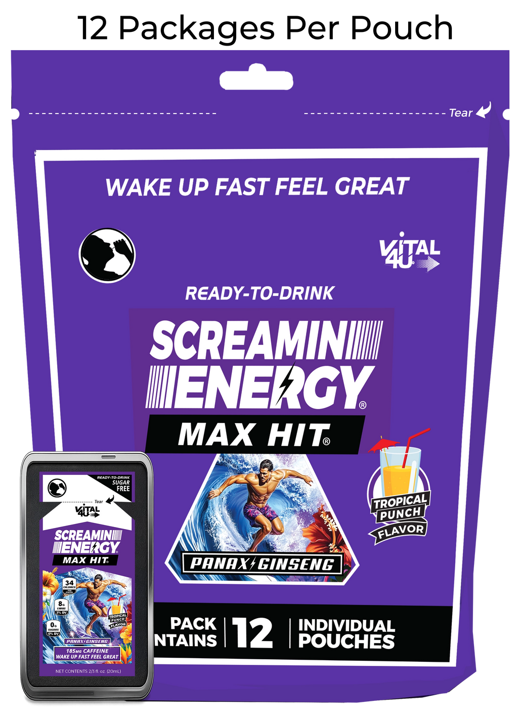 Screamin Energy Max Hit Tropical Punch 12 Pack | VitalRewards